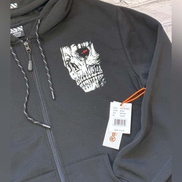 NWT RGSTR Graphic Skull Full Zip Hoodie in Black - Picture 3 of 6